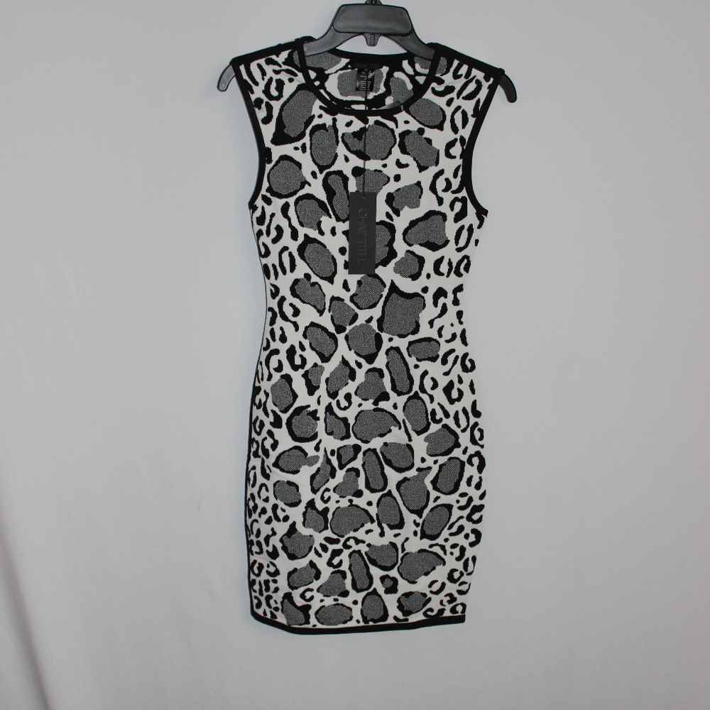Ohne Titel  Black White Leopard Body con XS